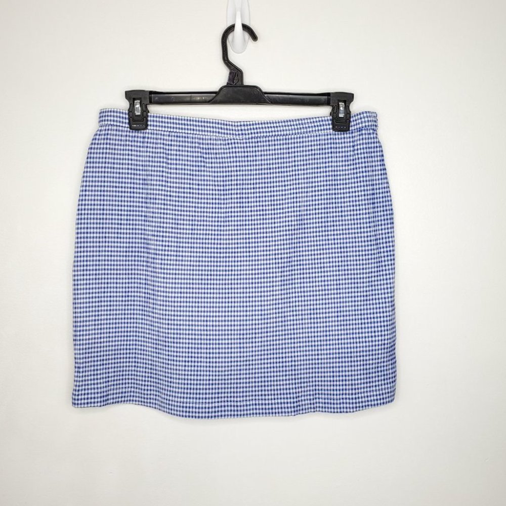 Cathy Daniels Gingham Seersucker Skort Blue White, L - Picture 5 of 8